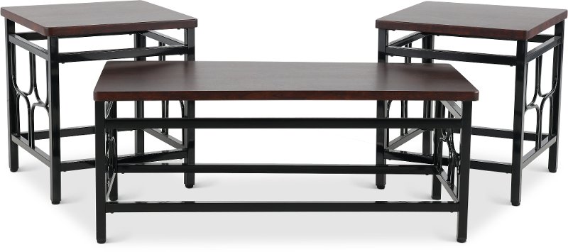 Benjamin Black Metal Table with Cherry Top, Set of 3