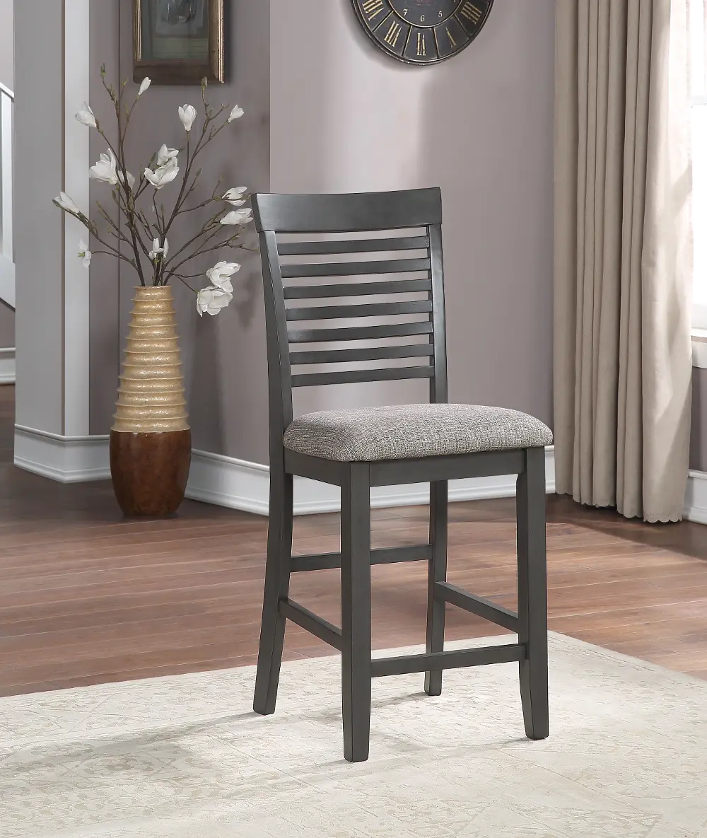 Contemporary Gray 24 Inch Upholstered Counter Height Stool - Carbon-1