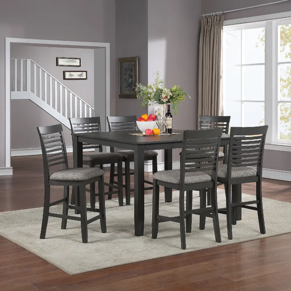 Contemporary Gray 7 Piece Counter Height Dining Set - Carbon-1