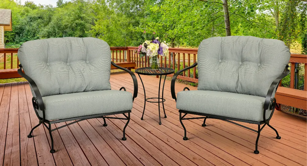 Gray 3 Piece Patio Set with 2 Chairs and Table - Branley-1