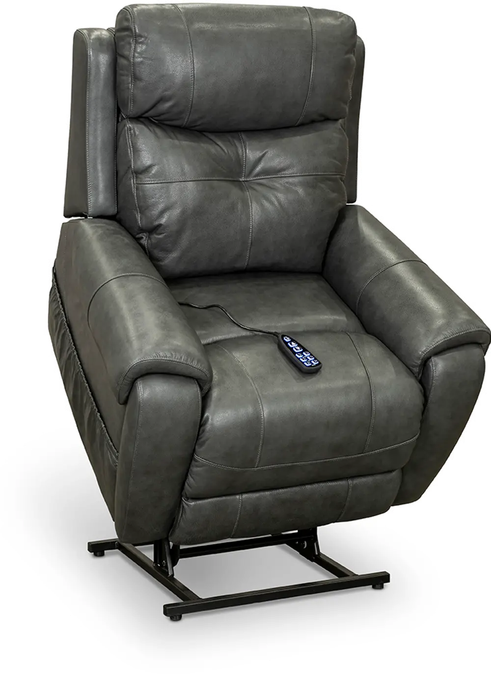 Gray Leather Power Lift Recliner with Heat-1
