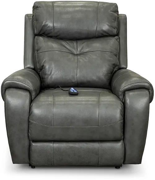 Gray Leather Power Lift Recliner with Heat