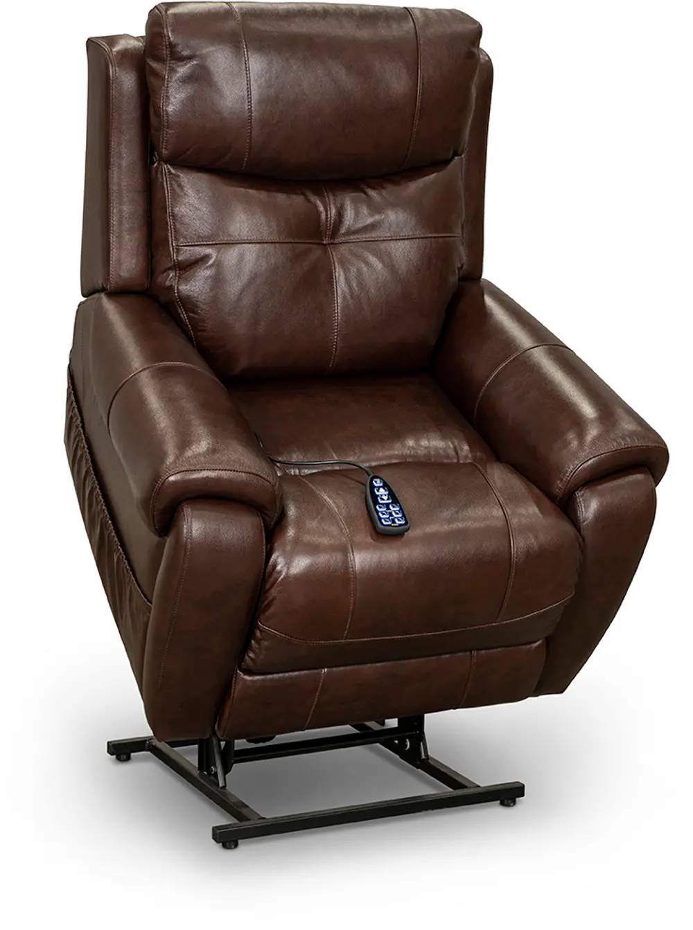 Chocolate Brown Leather Power Lift Recliner with Heat-1