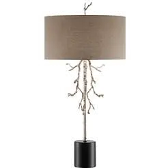 Transitional Marble Silver and Black Table Lamp-1