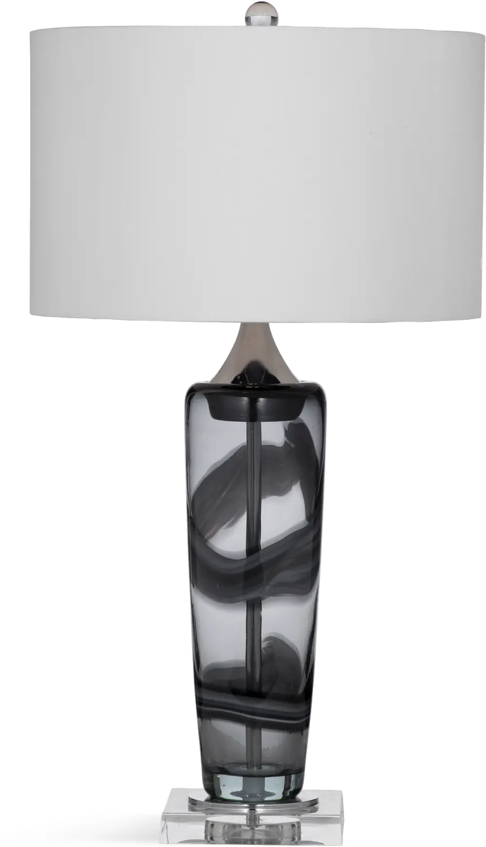 Modern Wispy Gray and Clear Strokes Table Lamp - Nikola-1