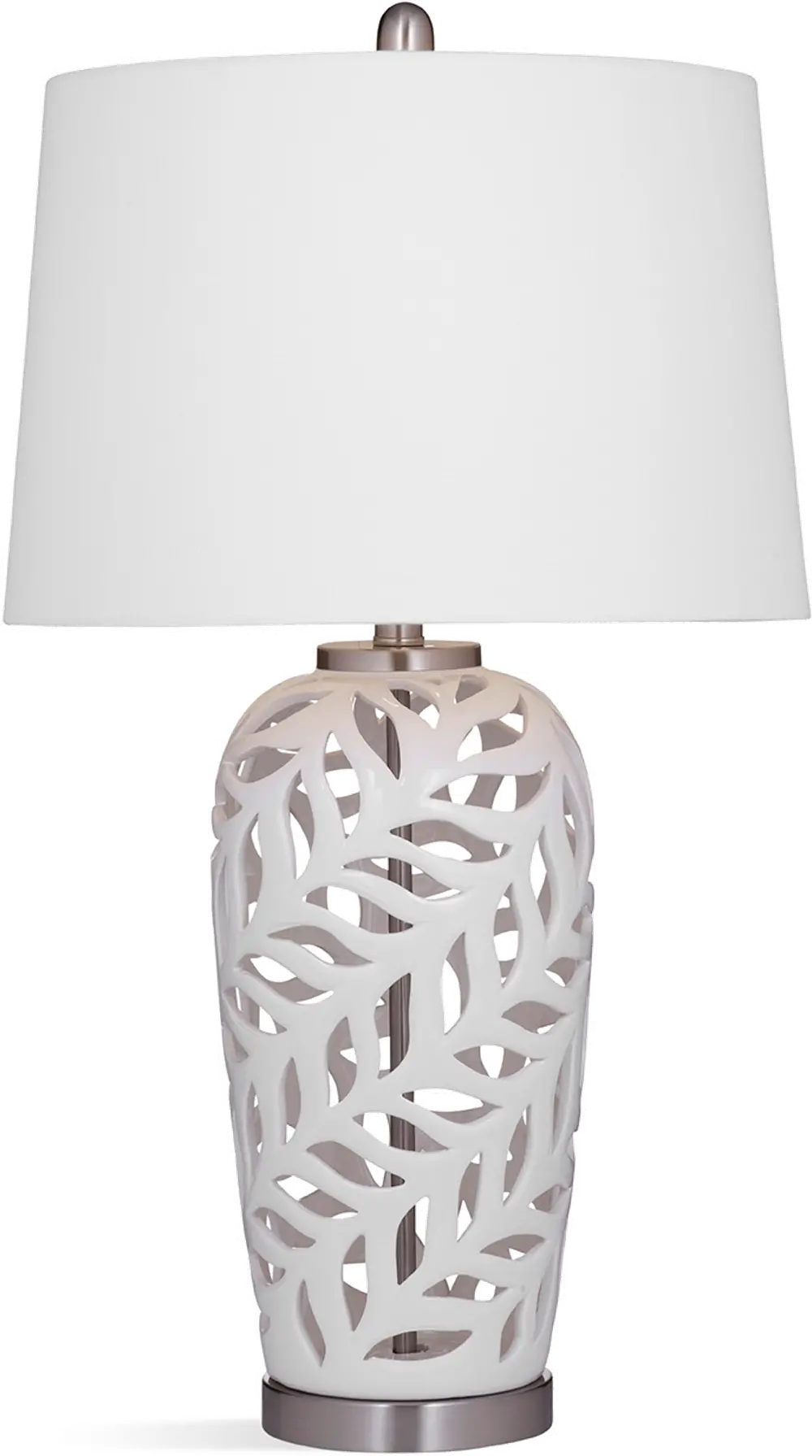 Transitional White Ceramic Willow Table Lamp-1