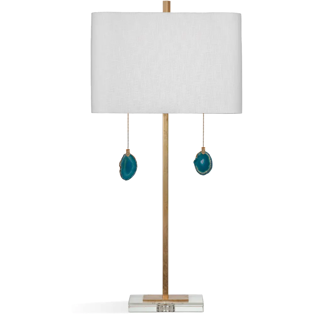 Modern Gold Leaf and Blue Agate Table Lamp - Chancery-1