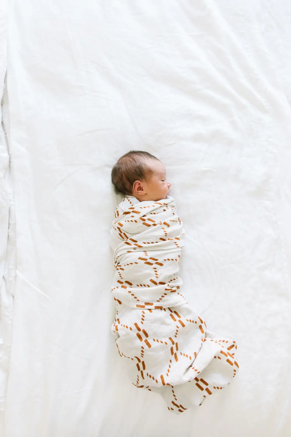 Copper and White Bamboo Rayon Muslin Swaddle - Juliet-1