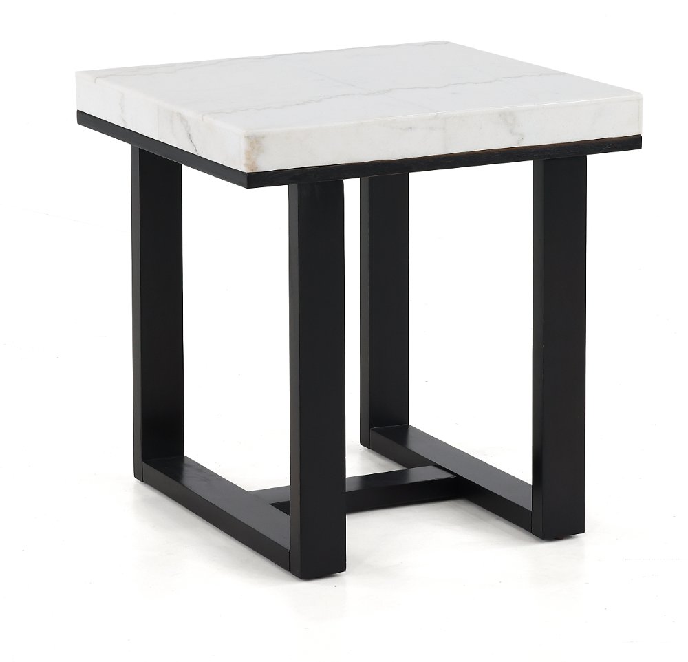Lucca Black and White Marble End Table
