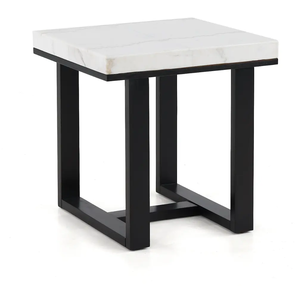 Lucca Black and White Marble End Table-1