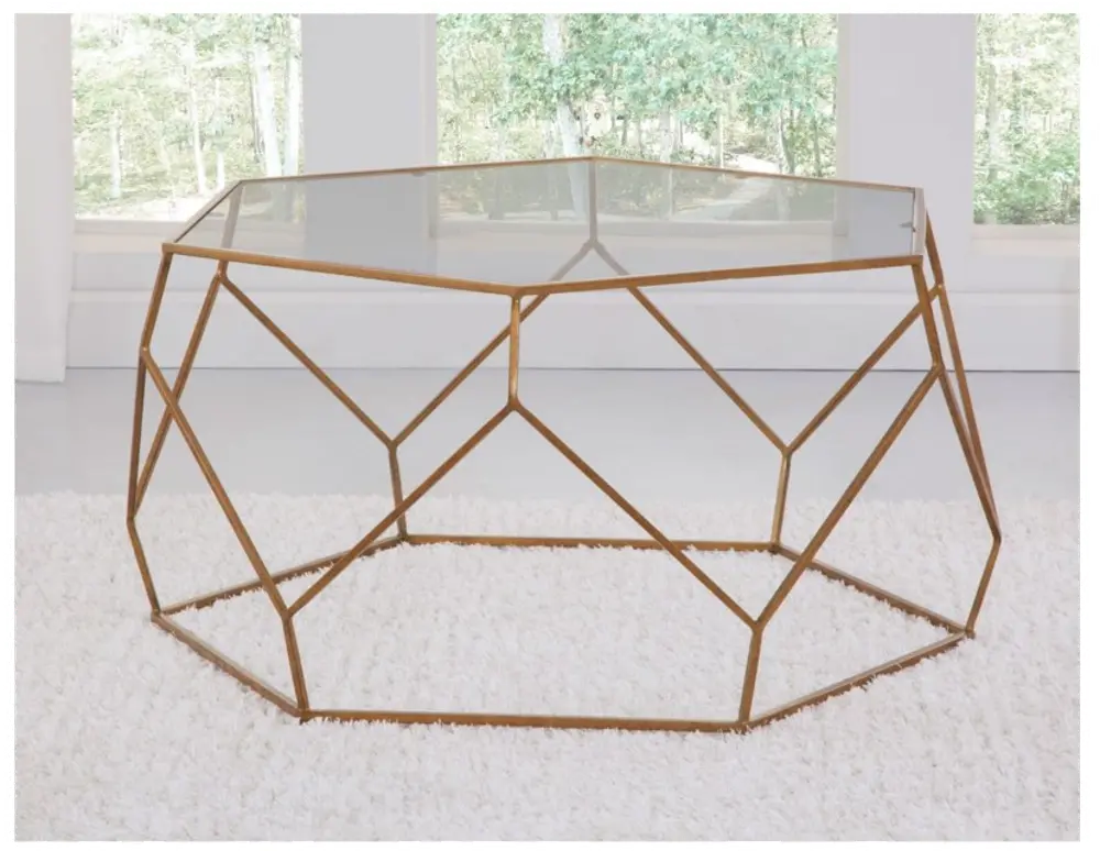 Modern Gold Hexagonal Coffee Table - Roxy-1