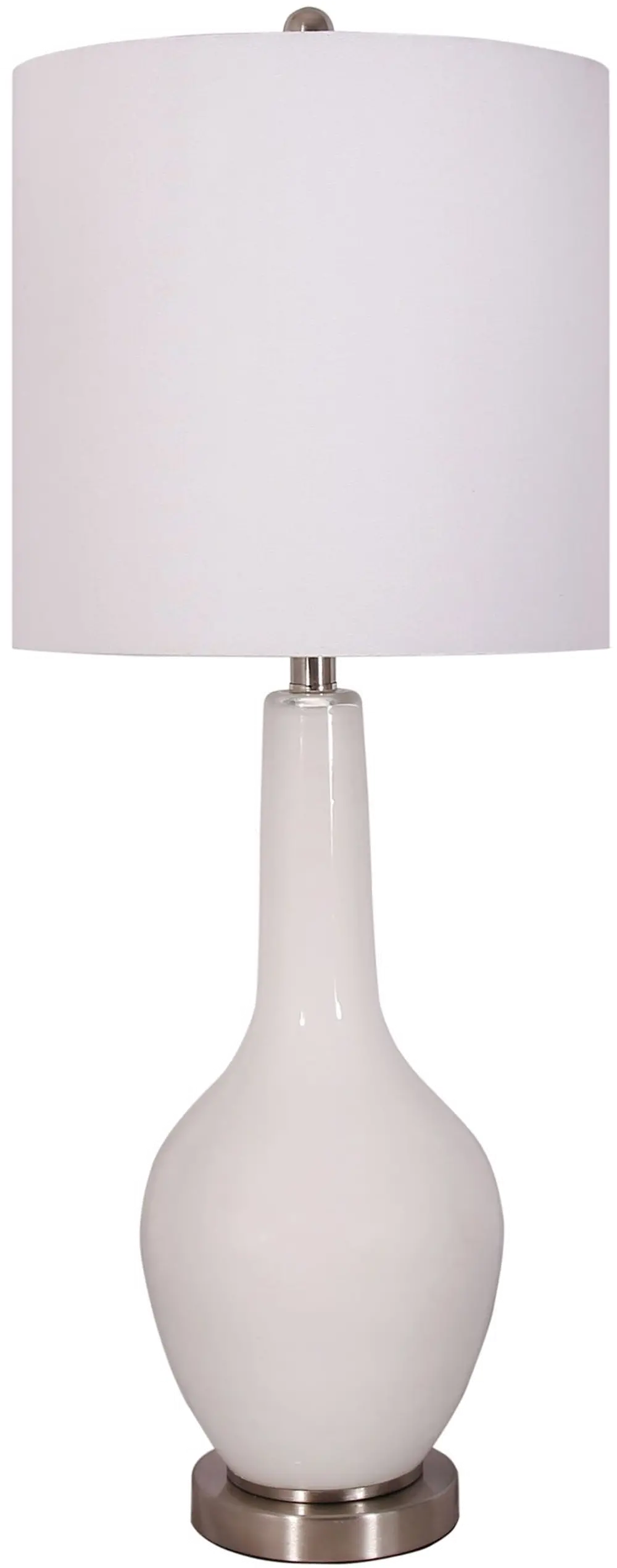 Transitional 33 Inch White Glass Table Lamp-1