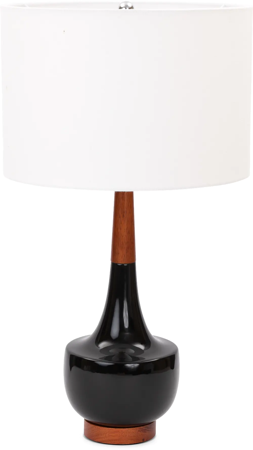 28 Inch Black Ceramic and Wood Table Lamp-1