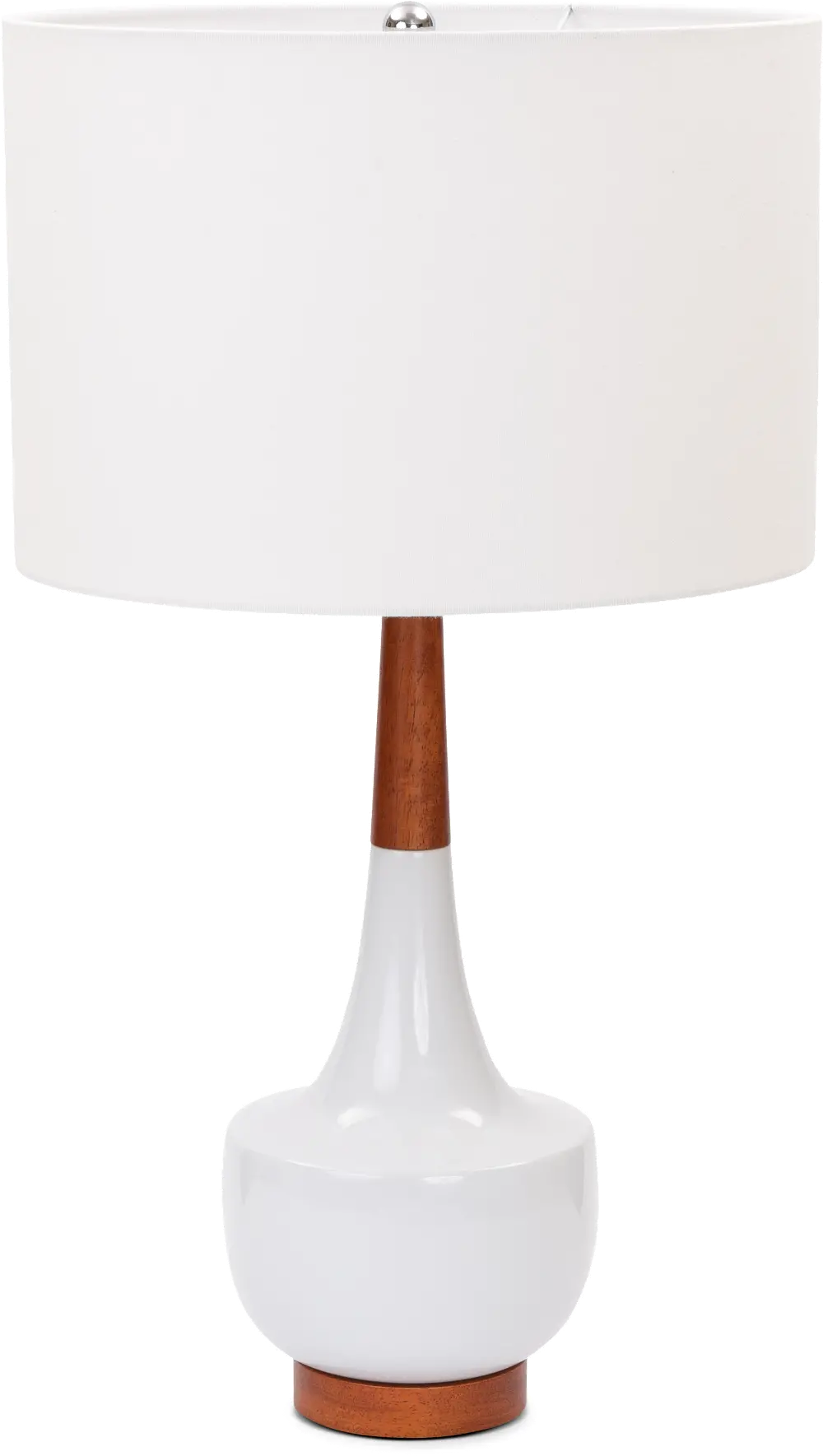 28 Inch White Ceramic and Wood Table Lamp-1