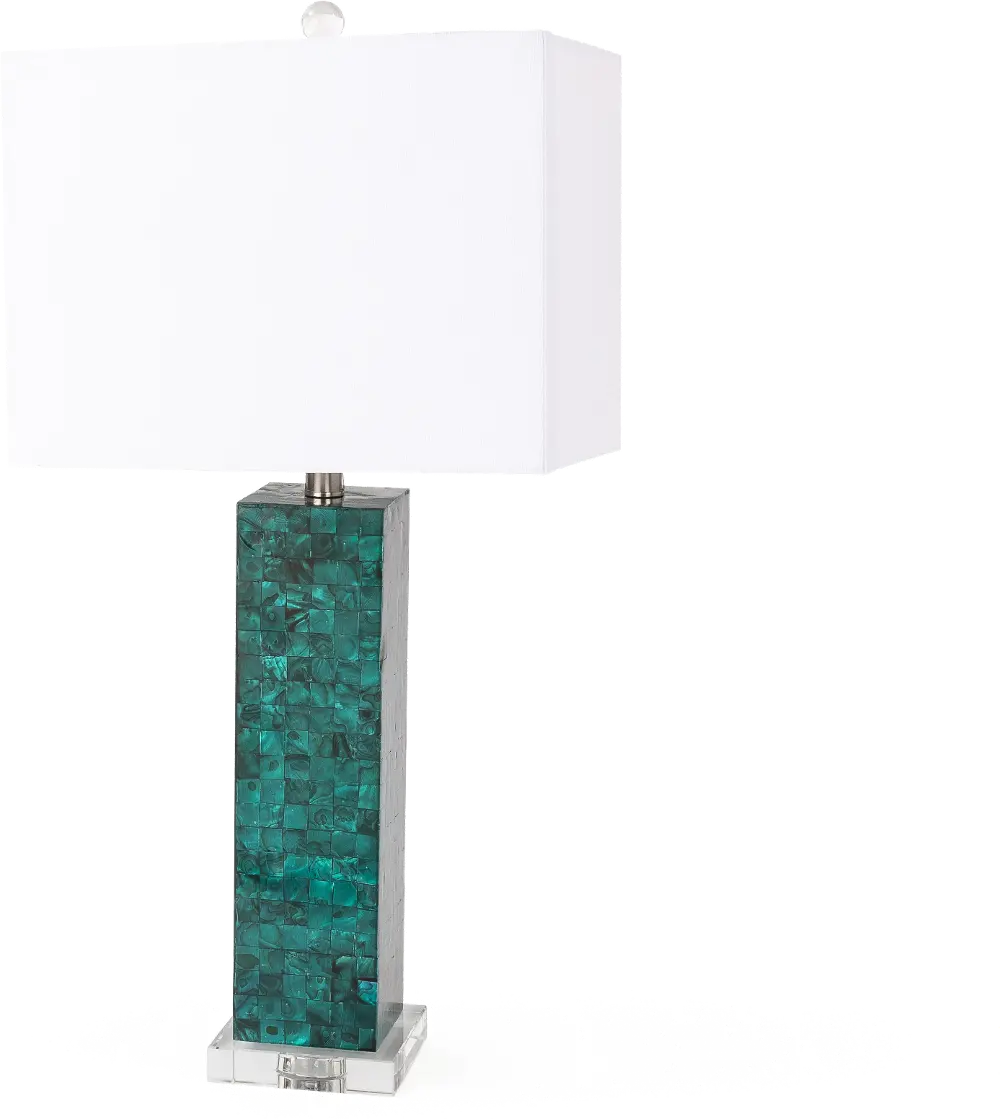 28 Inch Green Mother of Pearl Coastal Table Lamp with Crystal Base-1