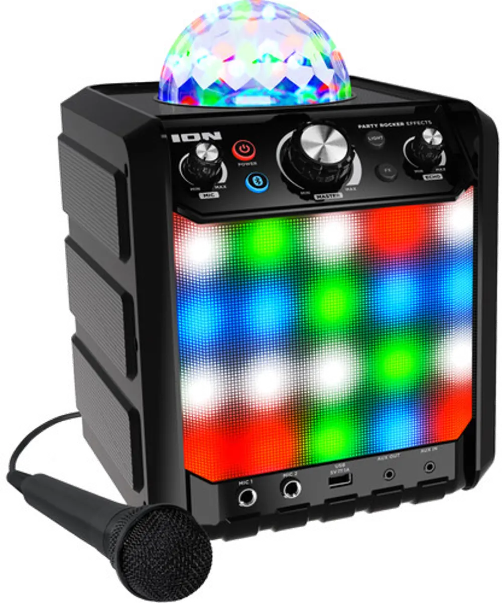 iPA78EBK-PRTYRKREFCT ION Audio Party Rocker Effects Bluetooth Speaker with Light Show and Microphone - Black-1