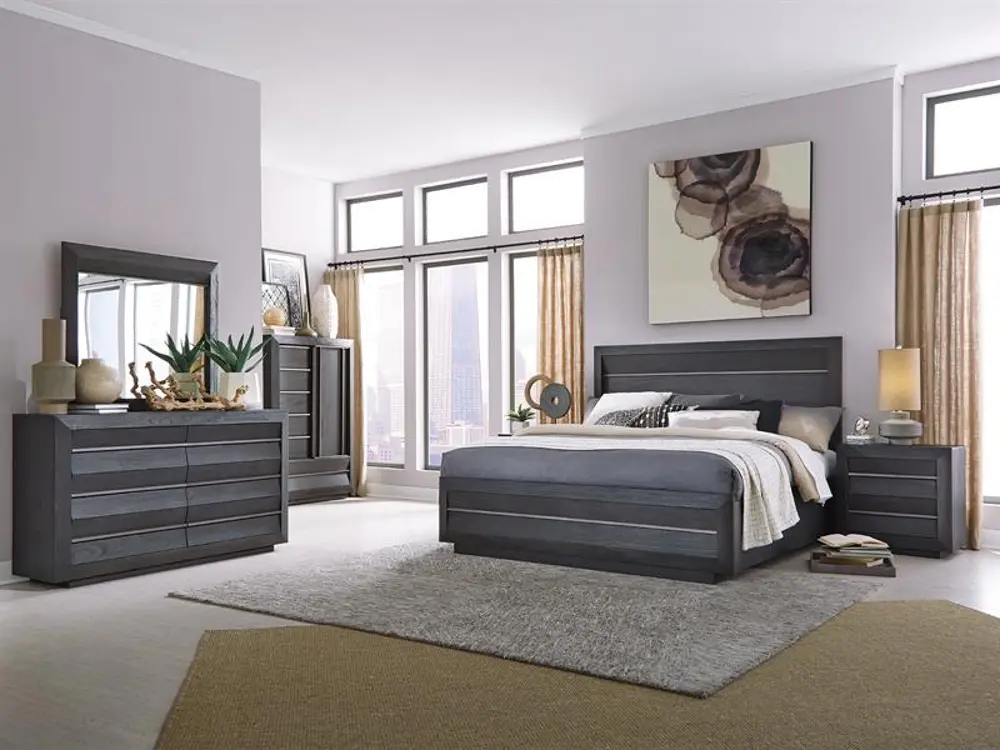 Modern Black 4 Piece King Bedroom Set - Wentworth-1