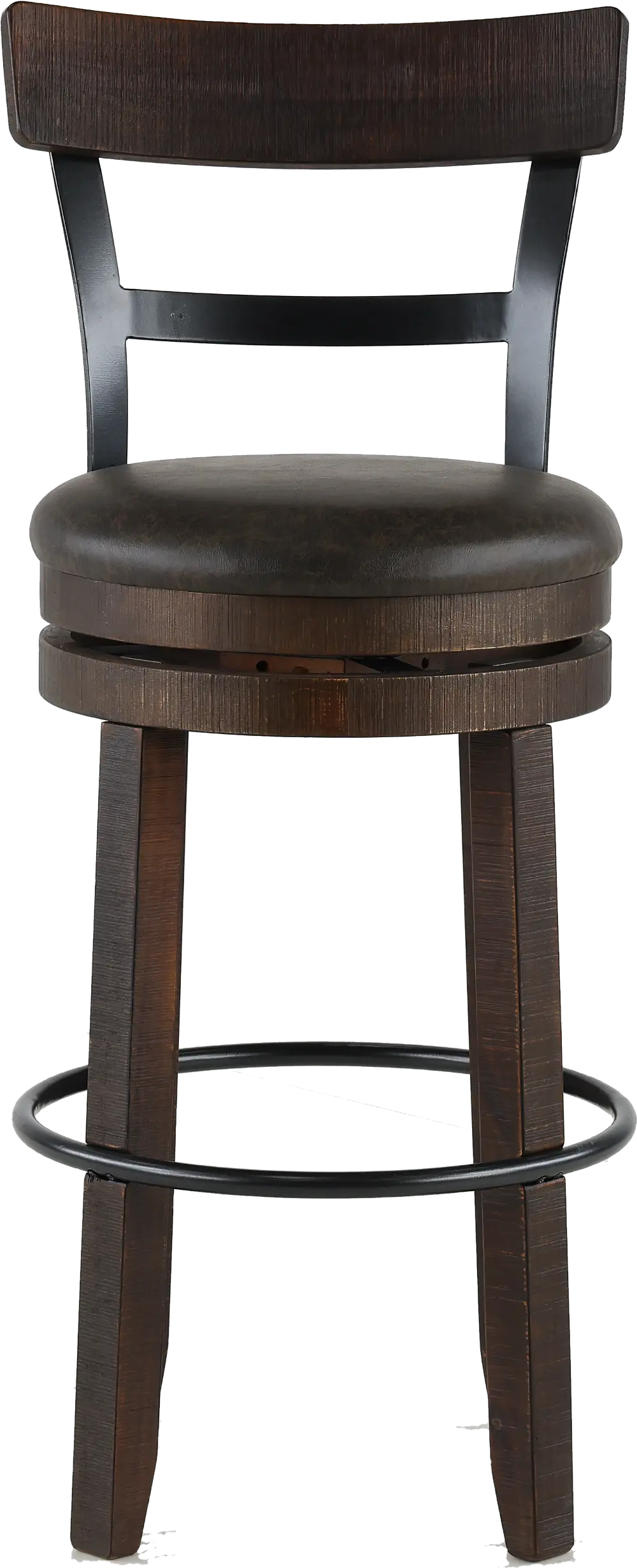 Barrel Tobacco Brown Swivel Bar Stool-1