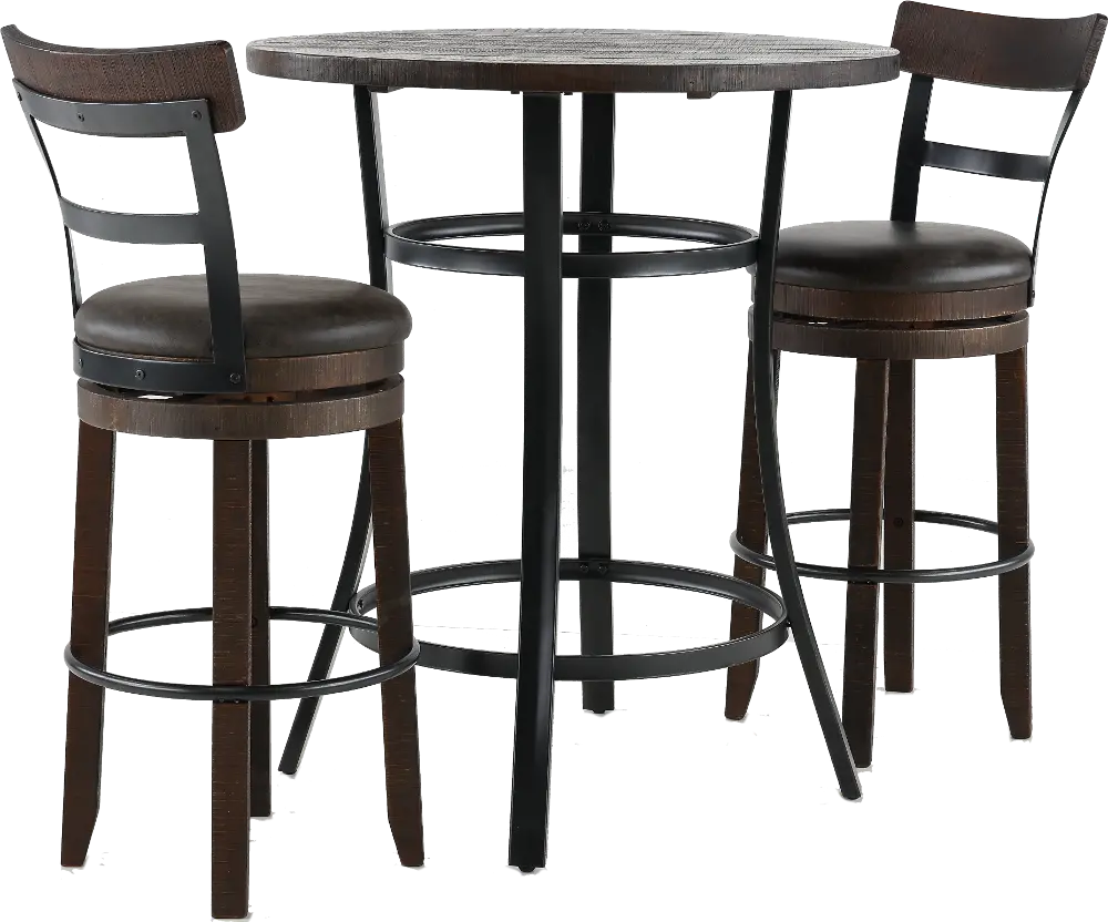Barrel Dark Brown 3 Piece Pub Set-1