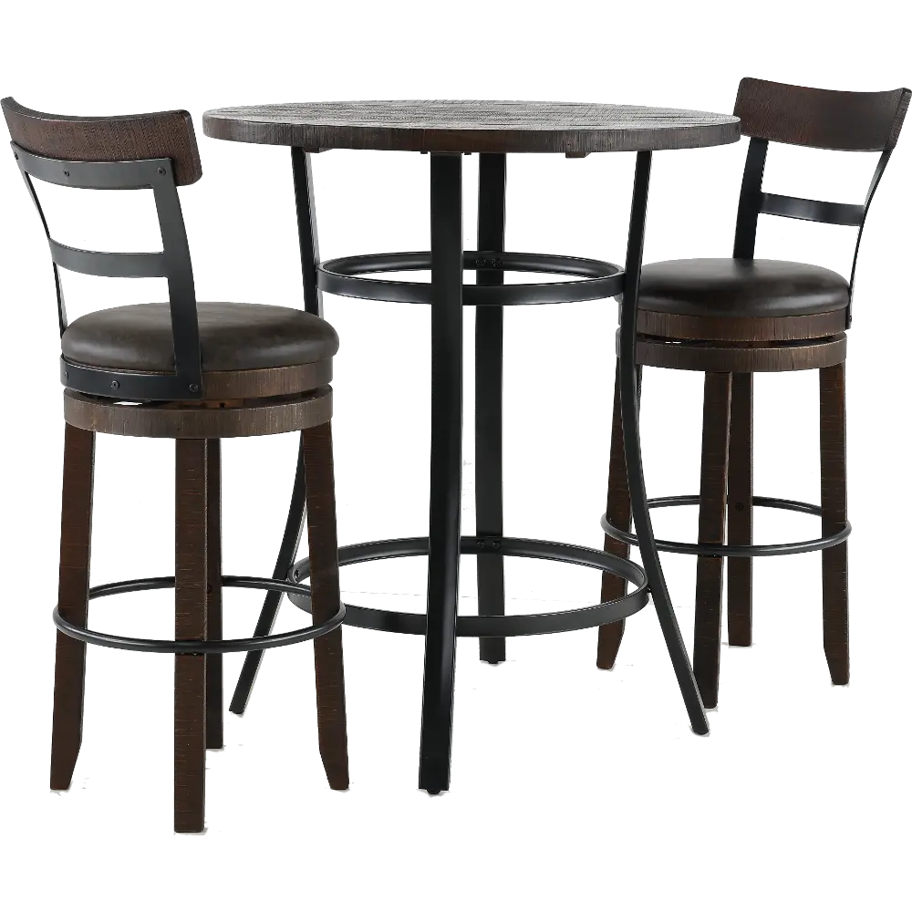 Barrel Dark Brown 3 Piece Pub Set-1