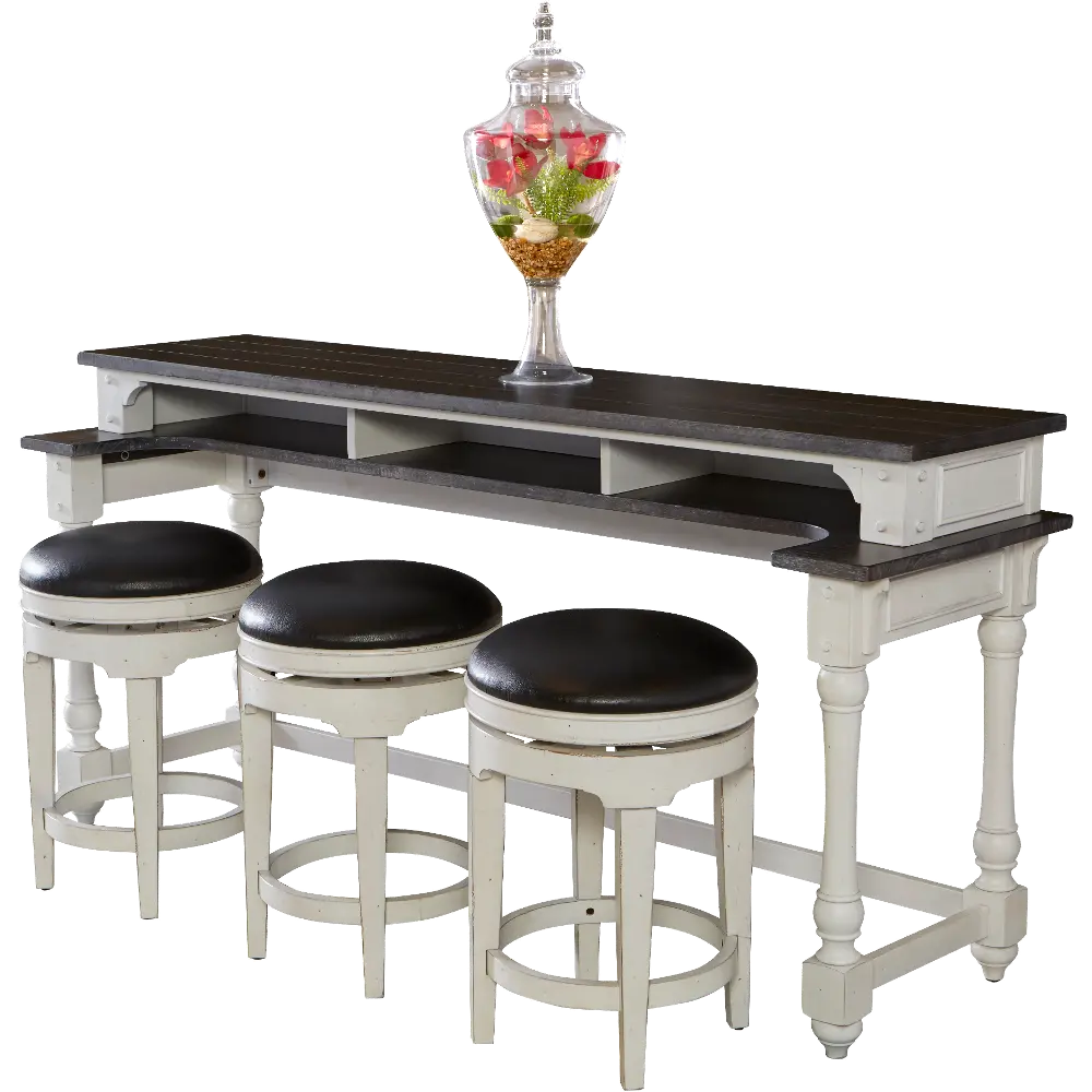 Bourbon County Two Tone Bar Table Console 4 Piece Set-1