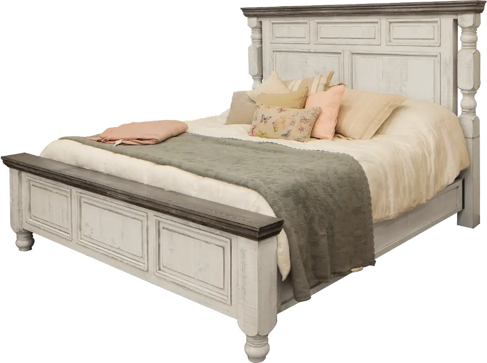 Stone Farmhouse White and Gray Queen Bed-1