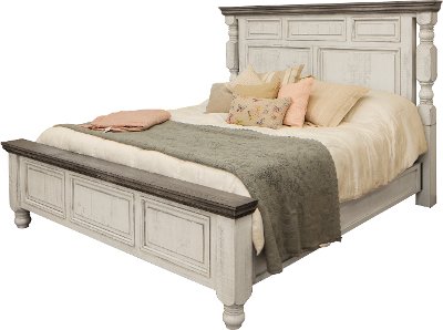 Stone Farmhouse White And Gray Queen, White Distressed King Size Bed