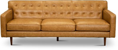 Mid Century Modern Caramel Leather, Caramel Leather Sofa