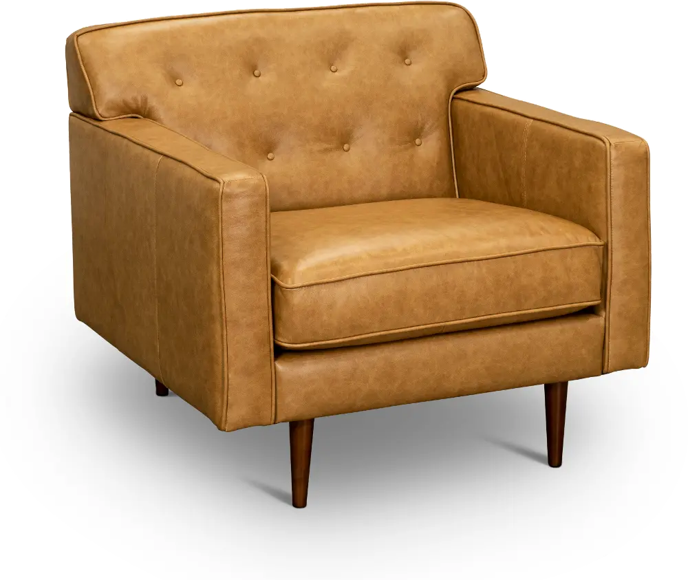 Rosa Mid Century Modern Caramel Leather Chair-1