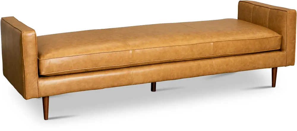 Rosa Mid Century Modern Caramel Leather Ottoman Bench-1