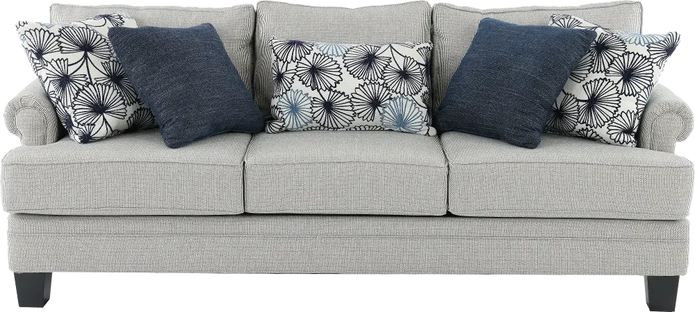 Santa Barbara Blue and Cream Striped Sofa-1