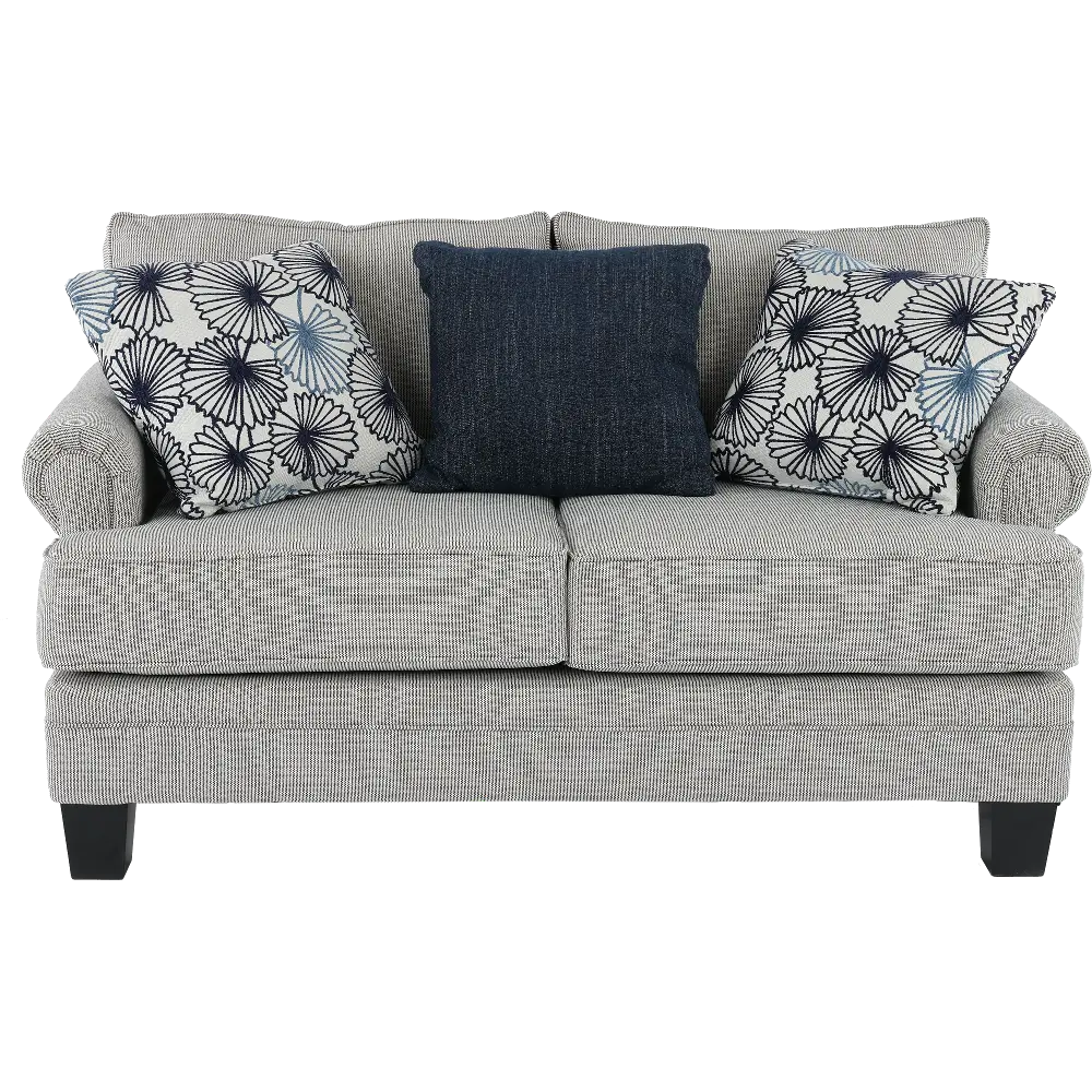 Santa Barbara Blue and Cream Striped Loveseat-1