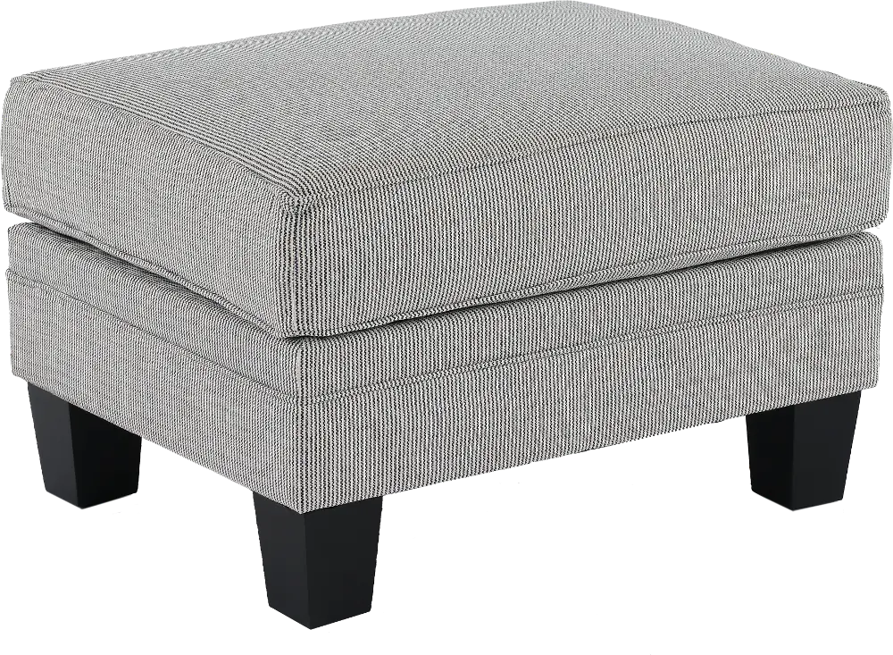 Santa Barbara Blue and Cream Striped Ottoman-1