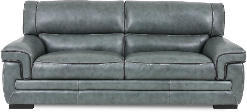 Contemporary Blue Gray Leather Sofa, White And Gray Leather Sofa