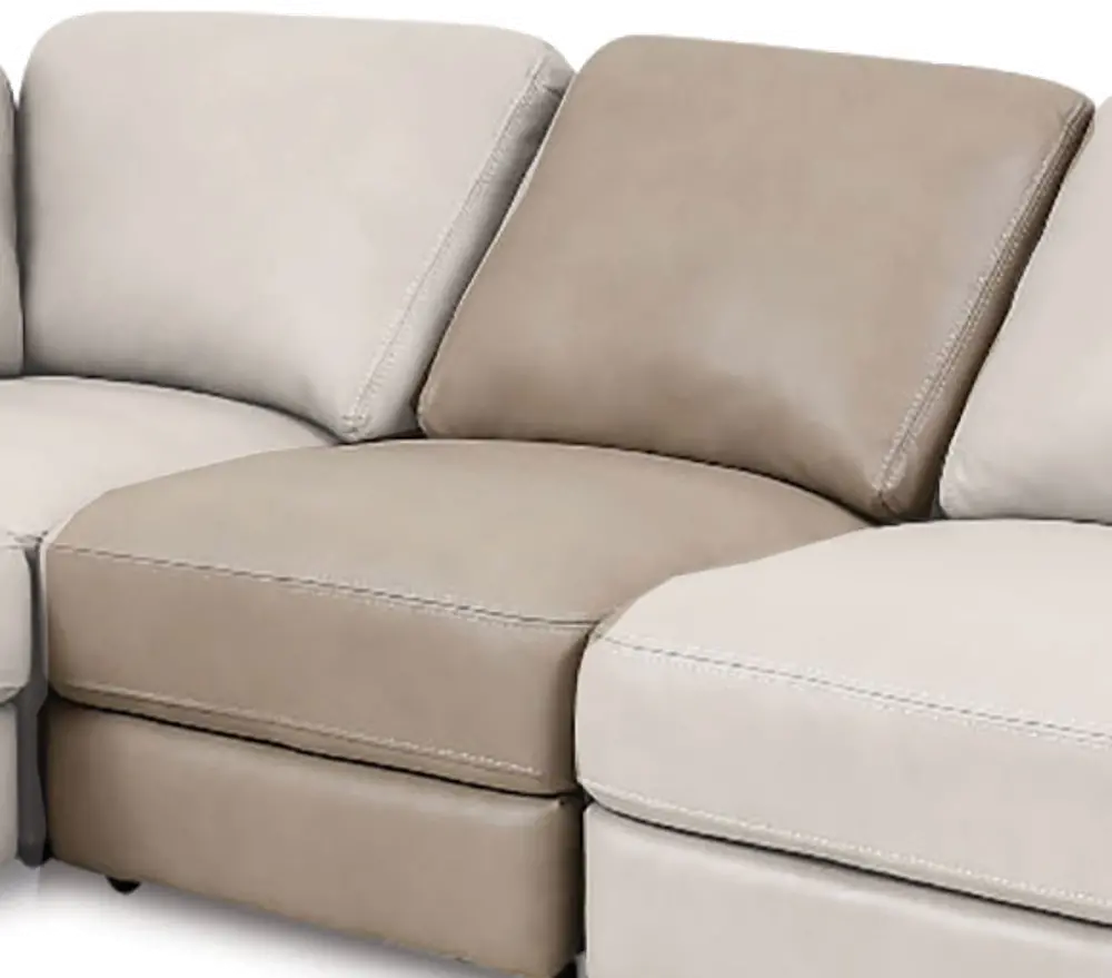 Contemporary Cream Leather Armless Chair - Charlie-1