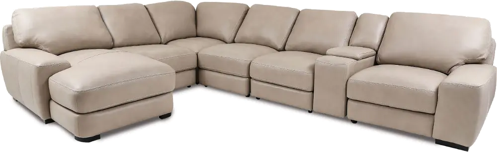 Charlie 7-Piece Left-Facing Chaise Leather Sectional-1