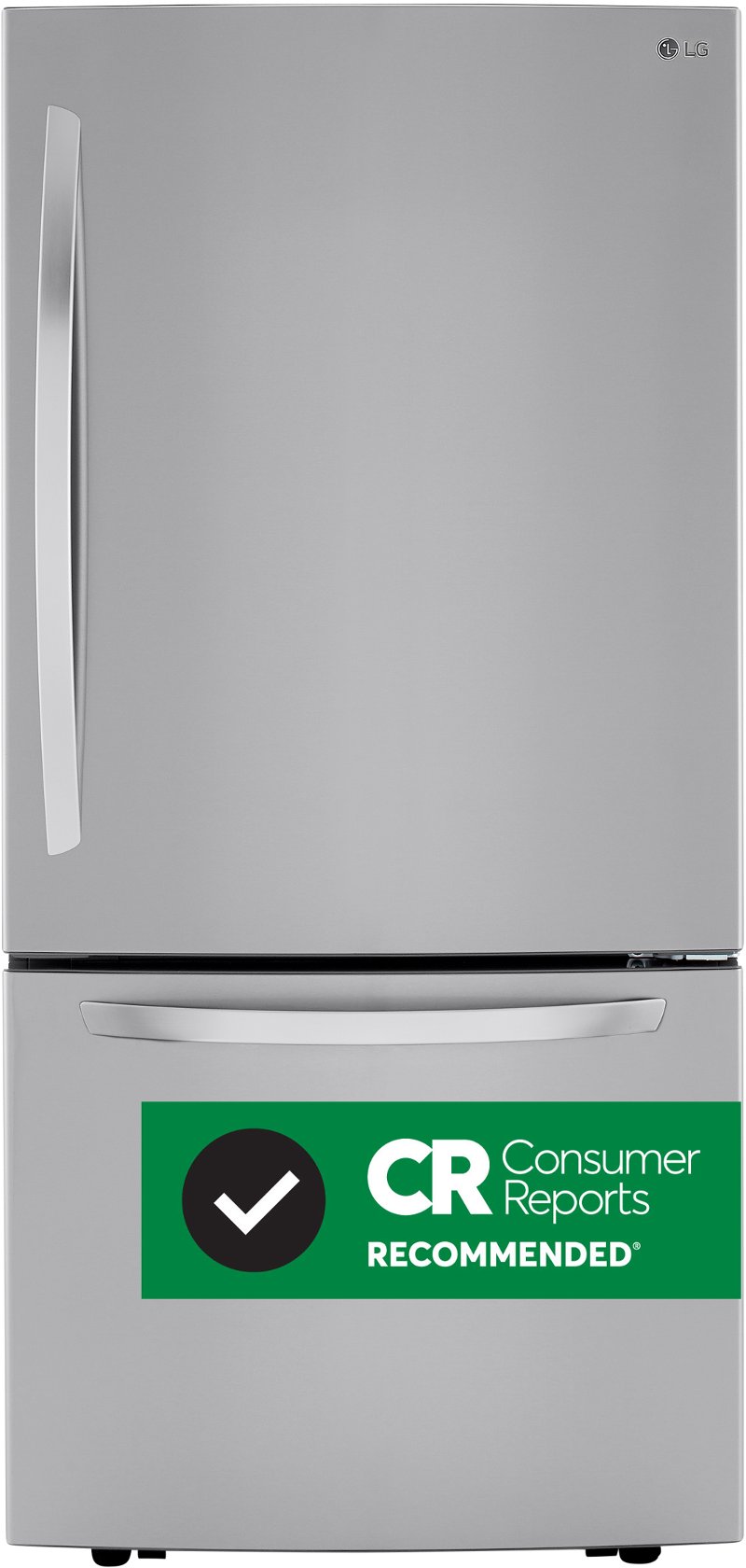 LG 33 Inch Bottom Freezer Refrigerator - 25.5 cu. ft., Fingerprint Resistant Stainless Steel