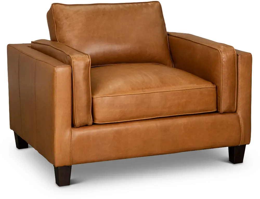 Contemporary Light Brown Leather Chair - Sidney-1