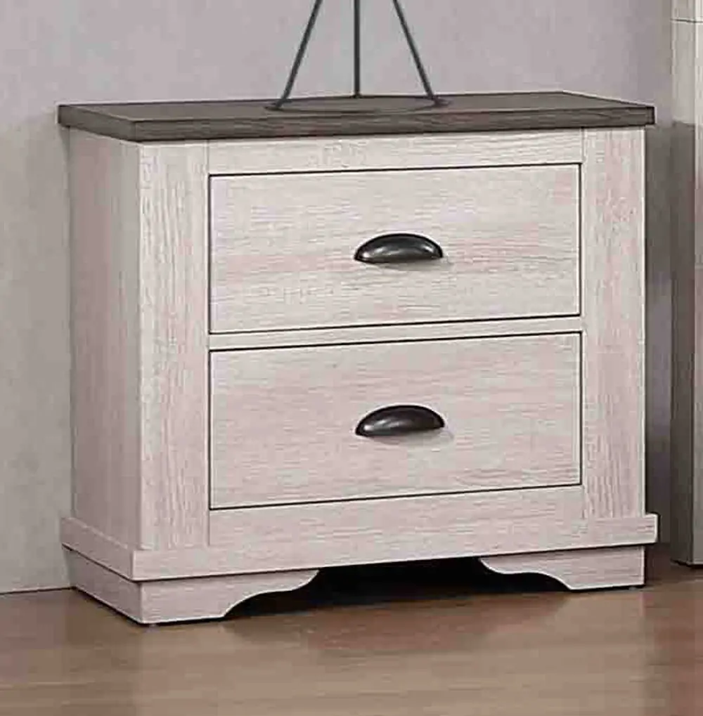 Rustic Contemporary Linen White Nightstand - Caralee-1