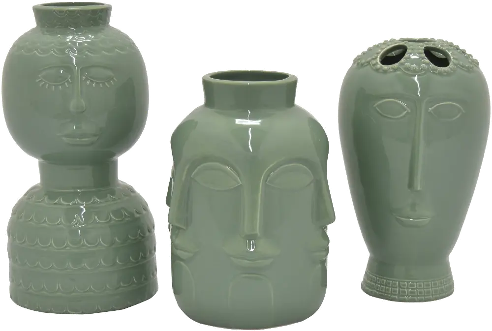 Assorted Mint Green Porcelain Face Vase-1