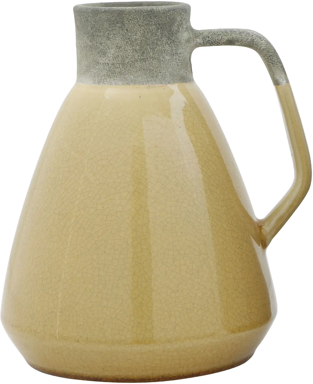 AH0422/YELLOWVASE 10 Inch Yellow Decorative Terracotta Pitcher Shaped Vase-1