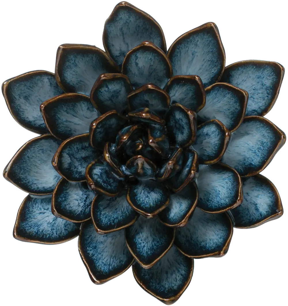 AH1187 Handmade Blue Stoneware Flower-1