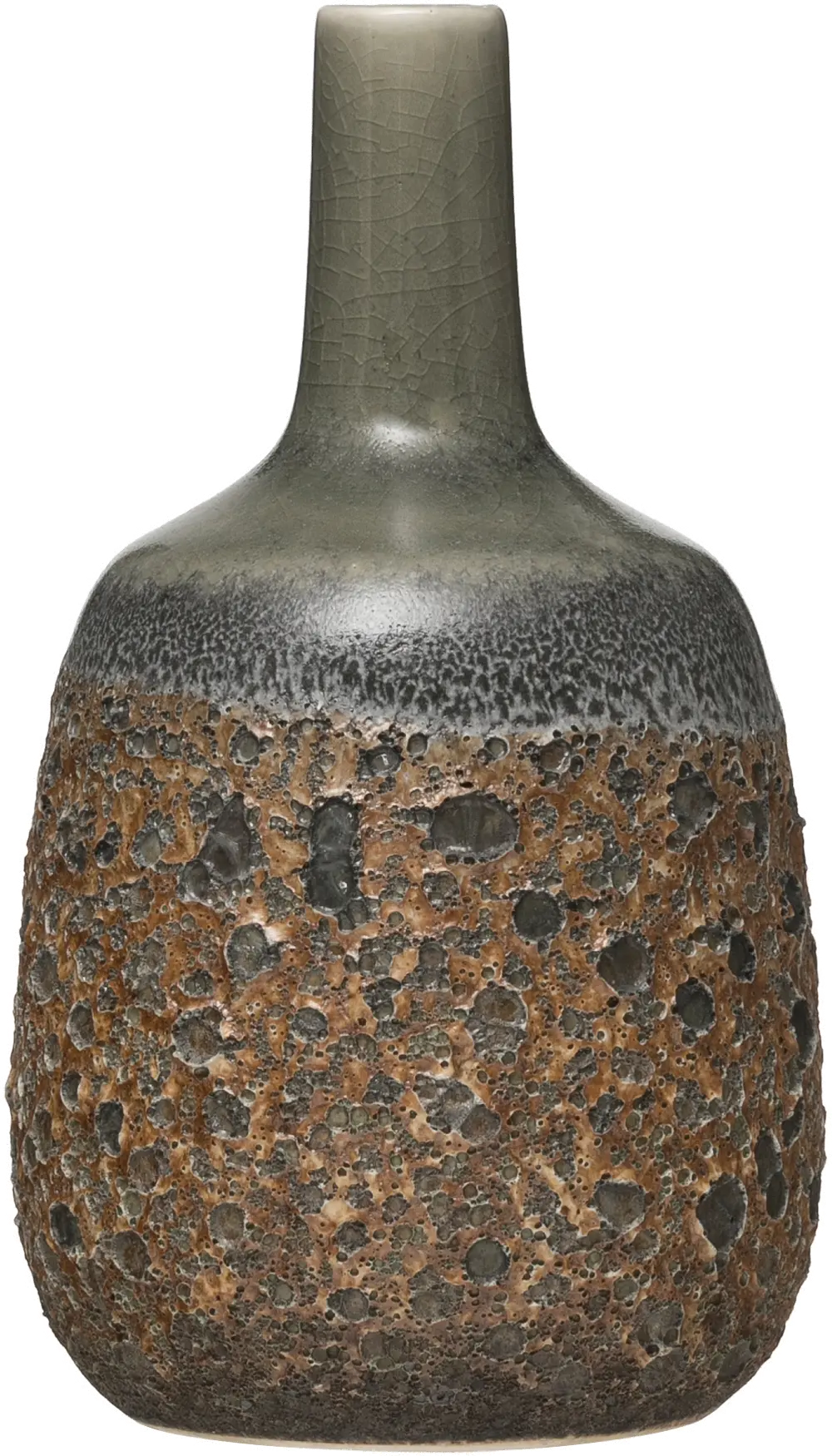 AH1197/GLAZEVASE Gray-Brown Stoneware Vase with Reactive Glaze-1