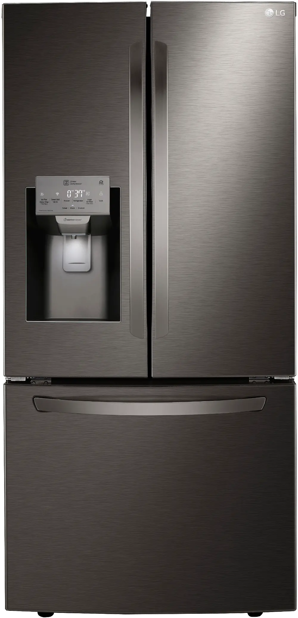 LRFXS2503D LG 24.5 cu ft French Door Refrigerator - 33 W Black Stainless Steel-1