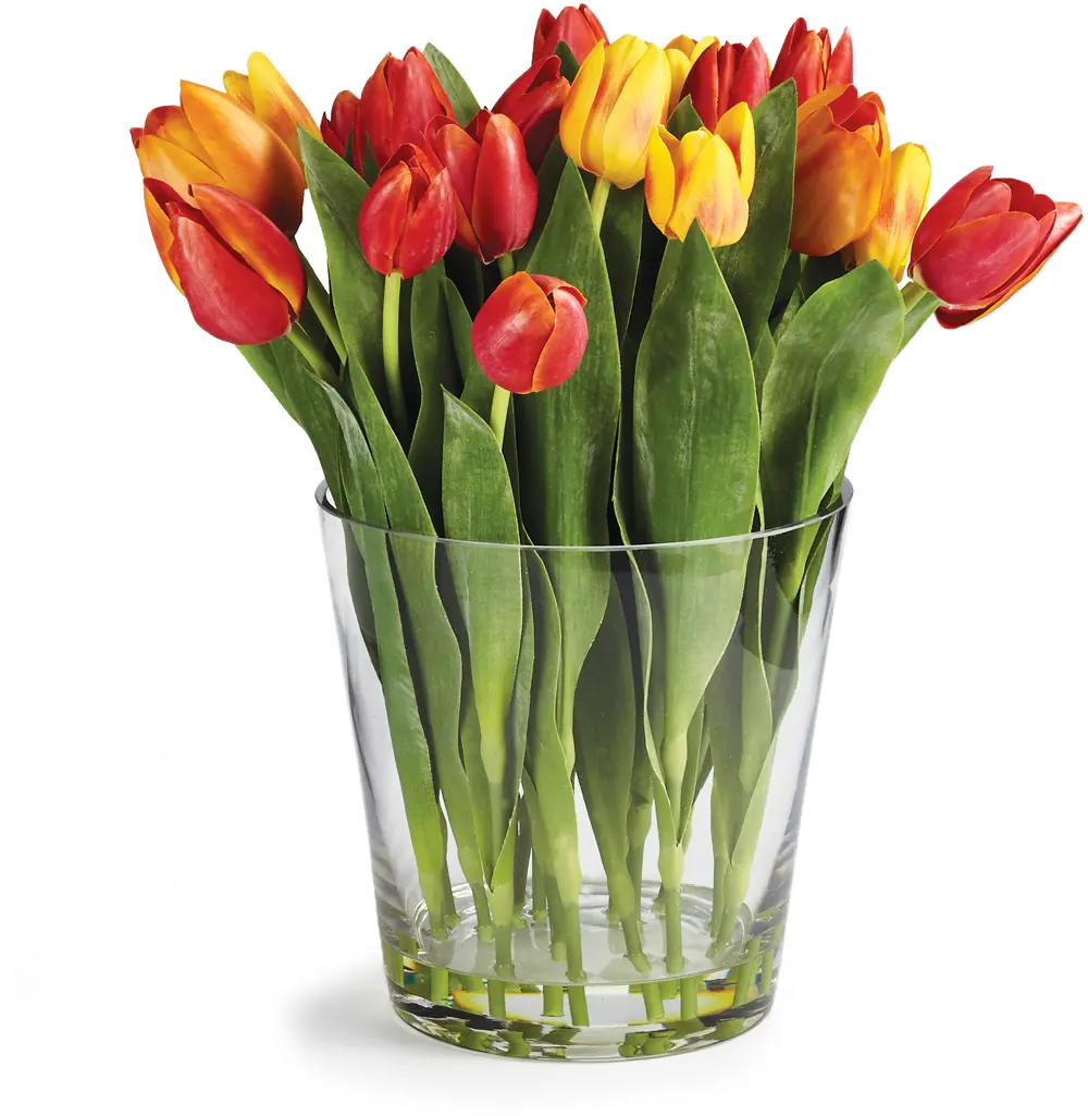 Multi Color Faux Dutch Tulip Arrangement in Clear Vase-1