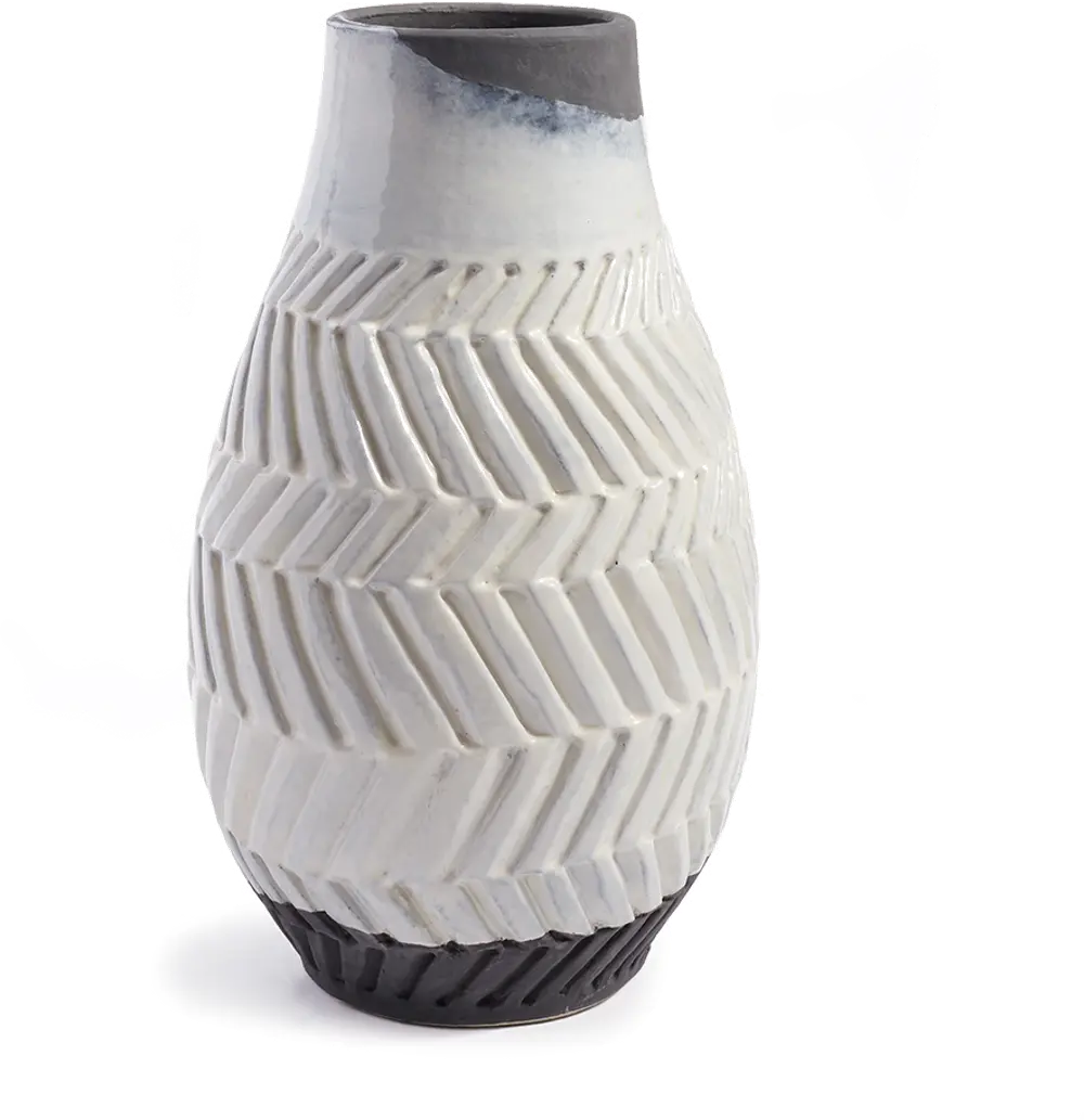 15 Inch White and Slate Gray Glaze Ceramic Vase-1