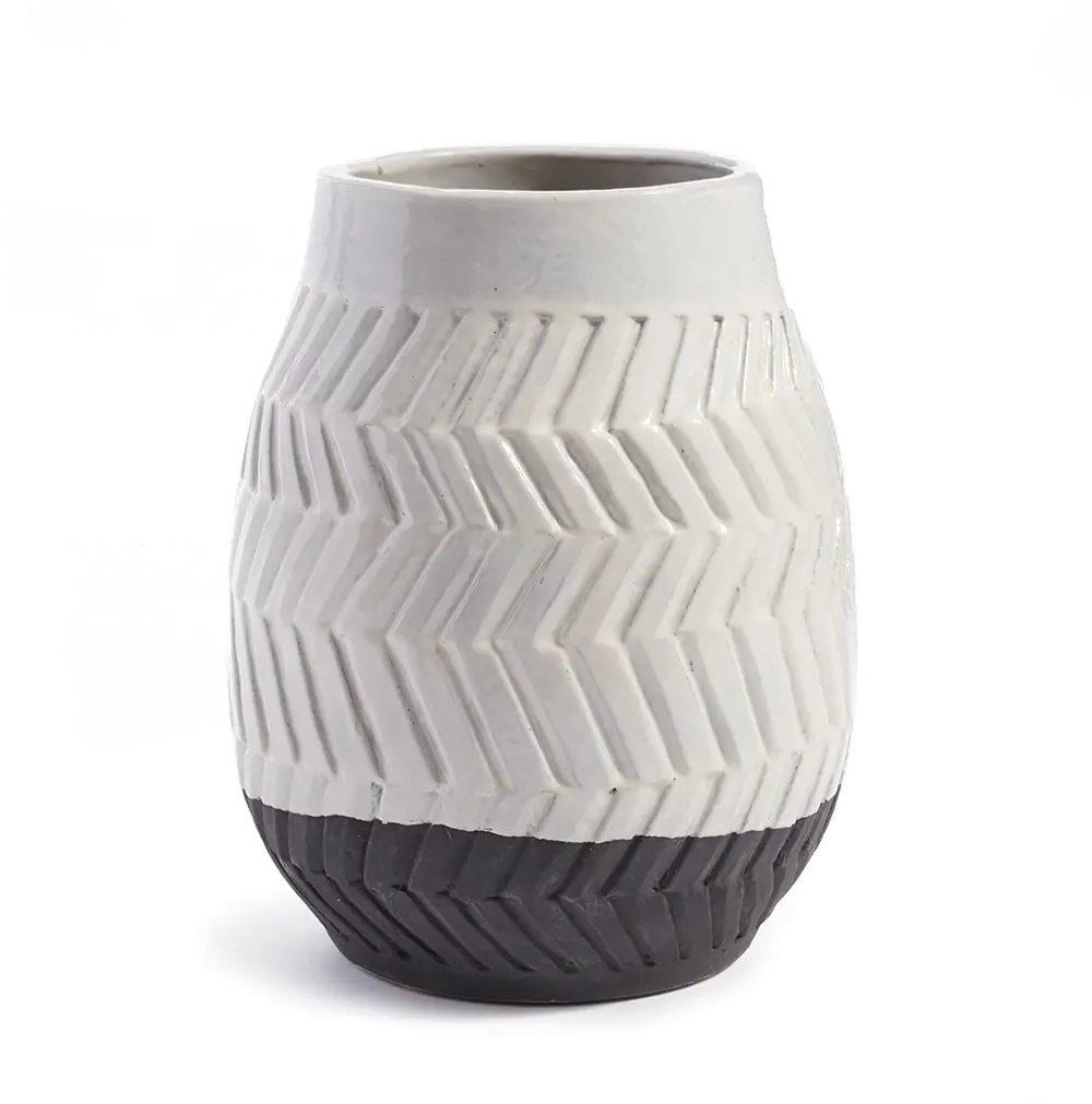 11 Inch White and Slate Gray Glaze Ceramic Vase-1