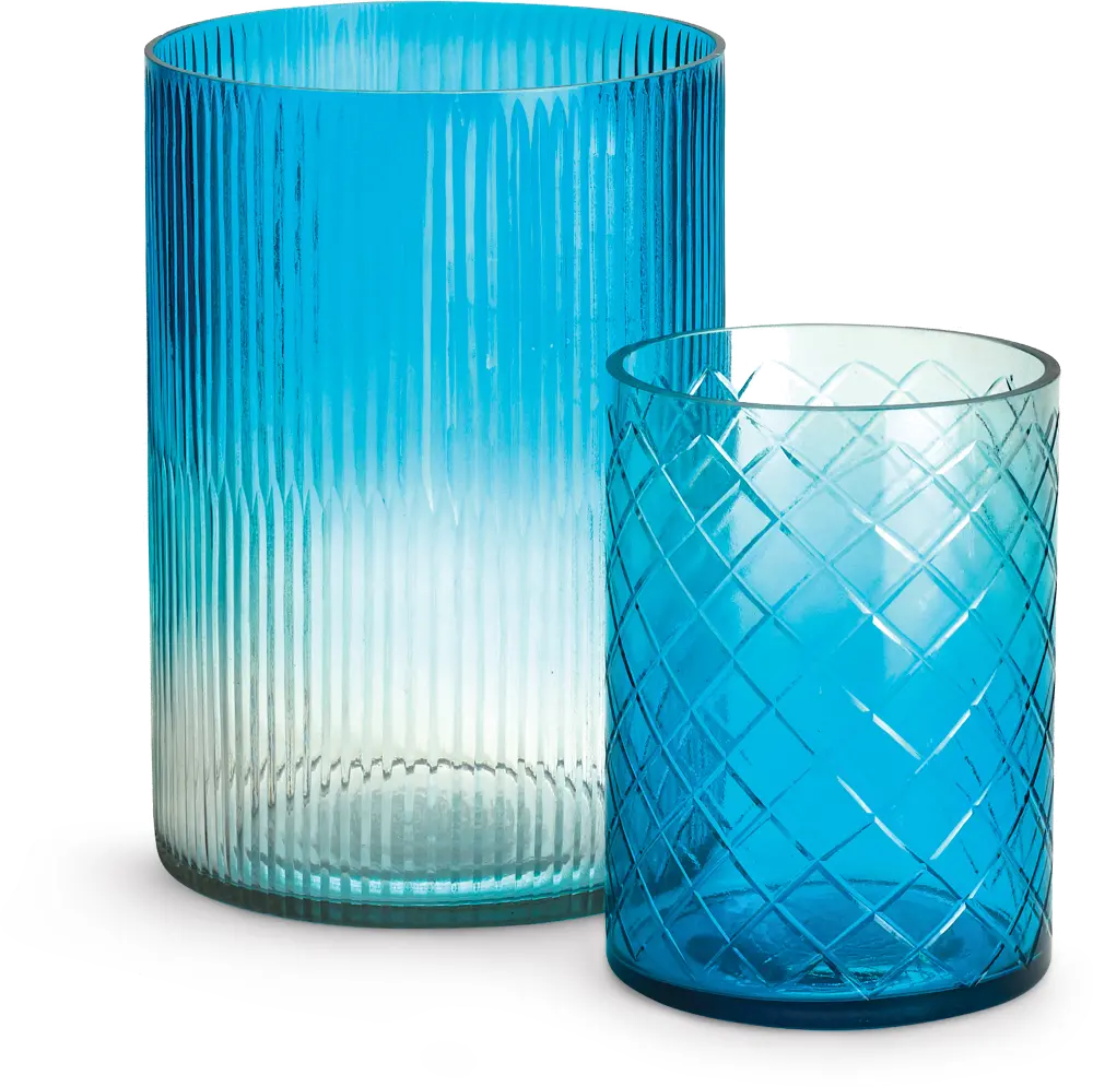 10 Inch Blue Ombre Glass Votive Hurricane - Aurora-1