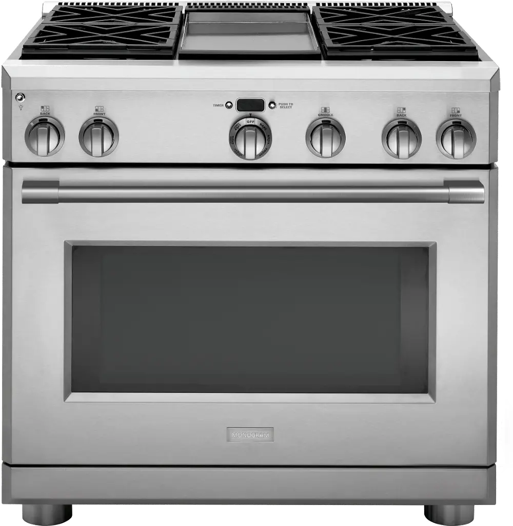 ZGP364NDNSS Monogram 36 Inch Freestanding Gas Range with Convection - 6.2 cu. ft., Stainless Steel-1