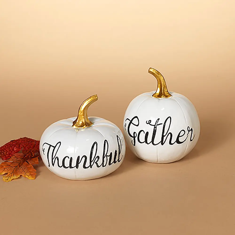 Assorted Black, White and Gold Gather or Thankful Pumpkin-1